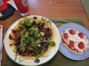 Low Fat Pita Pizza and Salad